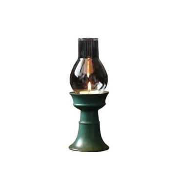 Imagem de Centro de Mesa Porta-velas de cerâmica com abajur vidro, porta-velas retrô para aromaterapia, ornamentos decorativos para Jantar(Green)