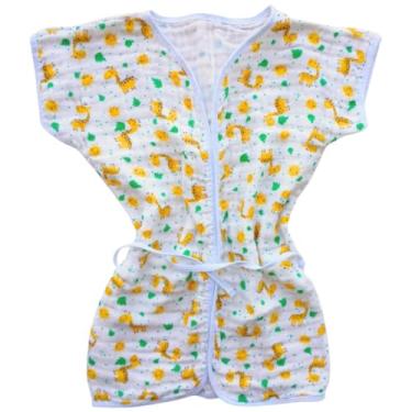 Imagem de Roupão de Banho Infantil com Capuz 100% Algodão para Praia Piscina e Natação Até 4 Anos (Girafa)