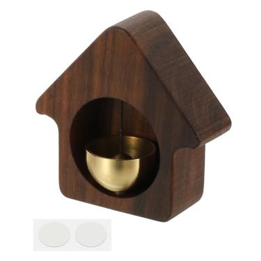 Imagem de PATIKIL 1 conjunto de sino de lojista, campainha de madeira para pendurar campainha de porta autoadesiva para abrir porta negócios ao entrar no carro da geladeira, marrom, casa