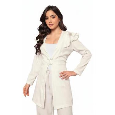 Imagem de Jaleco Feminino Larissa em alfaiataria Off-White - gardenia jalecos, M