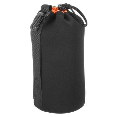 Imagem de Bolsa de lente de câmera PATIKIL Neoprene impermeável preta/laranja