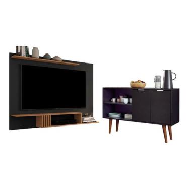 Imagem de Painel para TV ate 55 + Buffet Balcão Retro 2 Portas Teso PT - JM3 Móv