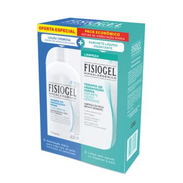 Imagem de Megalabs Fisiogel Kit Loção Cremosa 400ml+ Sabonete Líquido Hidratante 150ml
