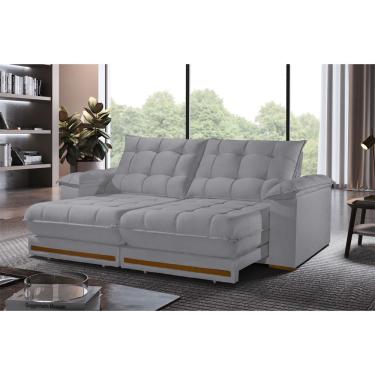 Imagem de Sofá Retrátil Barcelona 2,10m 3 Lugares Molas Ensacadas Txr Prata