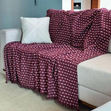 Imagem de 02 Manta Para Sofá Ou Cama Grande 2,50x,180 De 2 E 3 Lugares Capa Protetora Para Sofa Gigante Algodão Vinho-branco