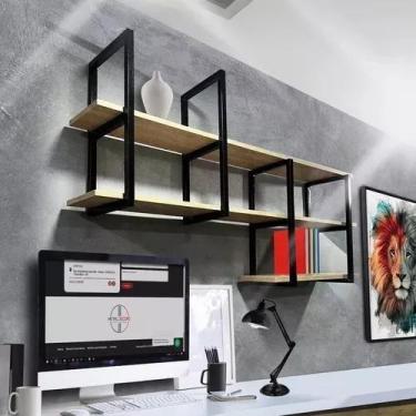 Imagem de Prateleira Decorativa Industrial Suspensa Mdf 1,00 - Metal decore , am