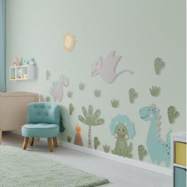 Imagem de Adesivo de Parede Infantil Dinossauro Papel de Parede para Decoração p