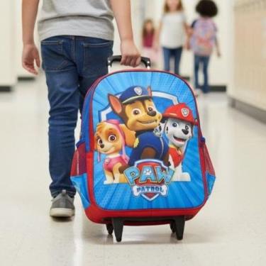 Imagem de Mochila Escolar Patrulha Canina G com Rodinhas Silicone Azul - SM, Azu