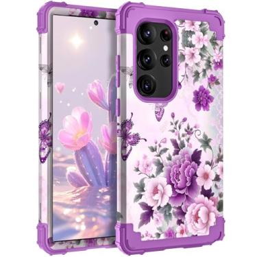 Imagem de TEECOVER Capa para Samsung Galaxy S24 Ultra, resistente à prova de choque, proteção total de plástico rígido + capa protetora de borracha de silicone macio para Galaxy S24 Ultra de 6,8 polegadas