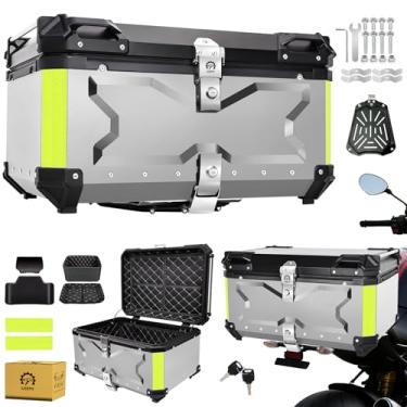 Imagem de Bau para Moto de Alumínio - Baú Moto Bauleto 65 Litros Modelo Universal, Alto Volume Impermeável, trava dupla para proteção contra roubo (Prata)