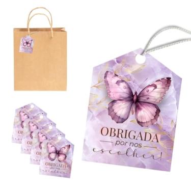Imagem de 108 Unidades Tags Etiqueta para Sacola com Frase Obrigada por nos Escolher para Presentes Embalagens e Lembrancinhas Lojas