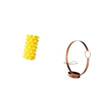 Imagem de Fenteer Combinação de Vaso de Flores de Porcelana E Suporte de Garrafa de Vinho de Ferro para Mesa de Sala de Estar, Enfeite de Mesa, Vaso de Frutas E Organiz