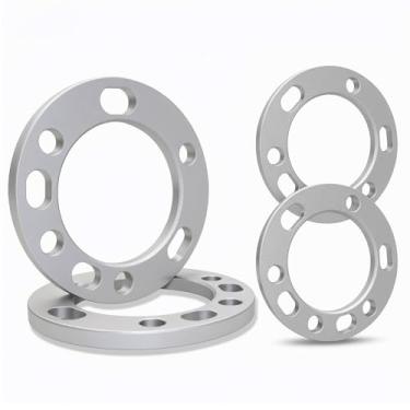 Imagem de LUJIANI Pacote com 4 espaçadores universais de roda, 12 mm de espessura, espaçador de roda de substituição fundido para 5 argolas/aros, peças de acessórios de roda de alumínio