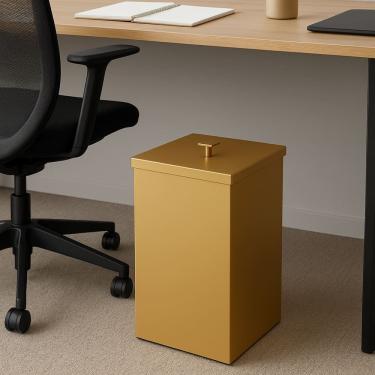 Imagem de Lixeira Quadrada Inox - 7,8L - Dourada Fosco