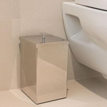 Imagem de Lixeira Quadrada Inox Brilhante - 7,8L