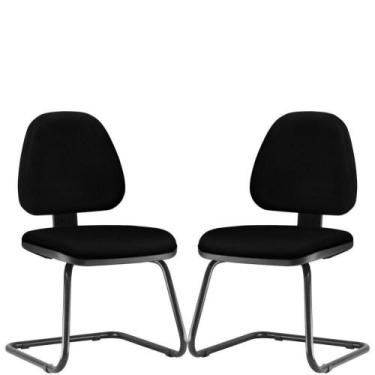 Imagem de Kit 02 Cadeiras Para Escritório Sky L02 Fixa Crepe Preto - LYAM DECOR