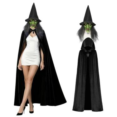 Imagem de DEZEXHOM Halloween Scary Witch Costumes Women With Witch Capes Horror Old Lady Green Mask Hat for Halloween Cosplay Party Prank