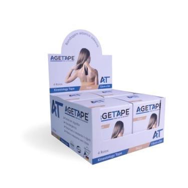 Imagem de Caixa 4 Rolos Agetape Kinesiology Tape - 7,5cm X 5m - Bege