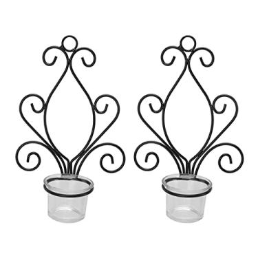 Imagem de Acouto Elegante Conjunto de 2 Arandelas de Suporte de Vela Montado na Parede Em Europeu – Ferro Forjado Feito à Mão Com Padrão de Redemoinho, Inclui Colocação Segura de Velas na Bandeja – Quarto