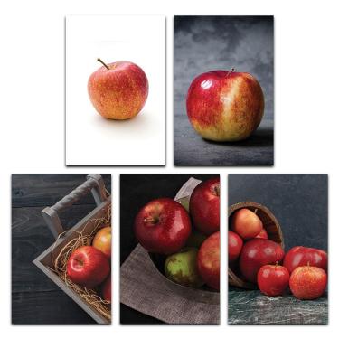 Imagem de Kit Placas Quadros Decorativos 5 Peças Mdf 20x30 Maçãs