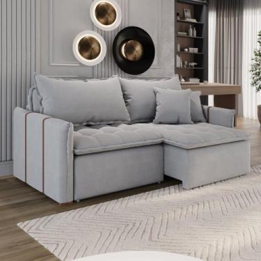 Imagem de Sofá Cama Retrátil em Madeira Eucalipto e Linho 200cm Creta - Conceito