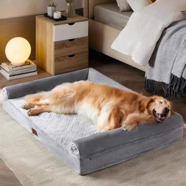 Imagem de WNPETHOME Cama ortopédica para cães grandes – Cama lavável GG para animais de estimação com capa à prova d'água, laterais reforçadas e base antiderrapante – Sofá de pelúcia premium para uso interno