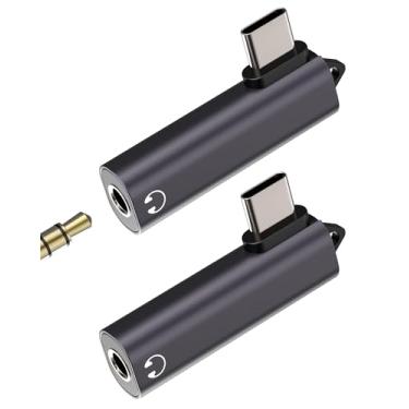 Imagem de Adaptador de áudio USB C para 3,5 mm Cabo auxiliar DAC Conversor de fone de ouvido (pacote com 2) para iPhone 16 15 Pro Max, compatível com Samsung para fones de ouvido Apple S24, tipo C, adaptador