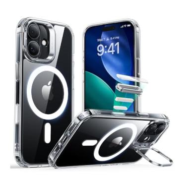 Imagem de Capa iPhone 17 Halolock Classic Hybrid Transparente c/Suporte Stash Stand e Botão Câmera Reforçado - Proteção Anti Impacto e Compatibilidade M4g-S4fe