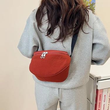 Imagem de Bolsa tiracolo feminina leve à prova d'água Oxford – Bolsa de ombro versátil de nylon com sela, Laranja, Medium, Mochila casual