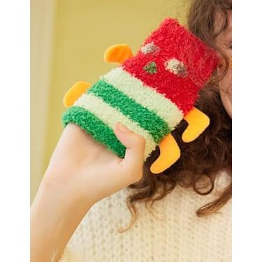 Imagem de Meias divertidas, macias, felpudas, aconchegantes, quentes, de pelúcia, para dormir, escola, meninas, meninos, fichas divertidas, confortáveis para presentes em casa, Pés, tamanho �nico