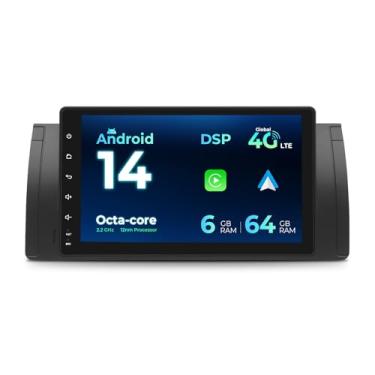 Imagem de NVGOTEV Estéreo de rádio automotivo para BMW E39 1999-2003, 1994-2001 BMW Série 7 E38, unidade de cabeça de tela IPS de 9 polegadas com sistema operacional Android 14 Carplay e Android Auto Bluetooth