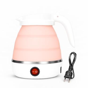 Imagem de Jarra Chaleira Elétrica Dobrável Portátil 220V – Silicone Retrátil Compacta para Viagens, Camping e Uso Doméstico – 600ml – Resistente ao Calor (Rosa)