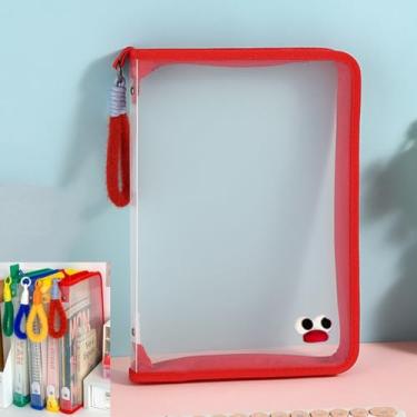 Imagem de Pastas de arquivo transparentes tamanho A4 com zíper e alça, bolsa de documentos à prova d'água engrossada atualizada, protetores de lençol, bolsas de quebra-cabeça, bolsas com zíper para blocos de