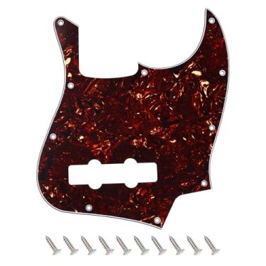 Imagem de Banworks Jazz Bass Pickguard 4 camadas 10-Hole J Bass JB Scratch Plate para EUA/Mexican Modern Style Fender Jazz Bass JT/HB-11 marrom escuro carapaça de tartaruga