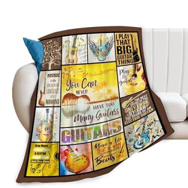 Imagem de Sweetfox Cobertor de guitarra para decoração de guitarra, presentes para meninas, meninos, amantes de música, superquente, macio, macio, flanela, cobertores para crianças, adultos, mulheres, homens