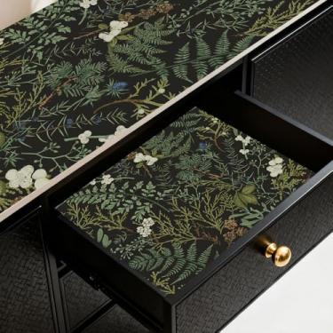 Imagem de ZAMNEA Papel de parede botânico escuro, papel de parede floral vintage removível, papel de parede autoadesivo de madeira silvestre para prateleira de mesa, gaveta, bancada, forro de armário 300 x 44,5