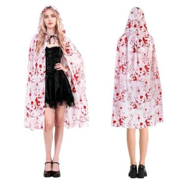 Imagem de MAOFENG Capa de terror unissex com capuz para fantasia de Halloween cosplay para baile de máscaras de carnaval com capuz, feiticeiro, branco