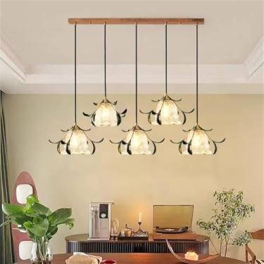 Imagem de Lustre Americano Pastoral com Criatividade Francesa e Flores para Sala de Estar, Sala de Jantar, Quarto, Escritório, Casa de Campo ou Escada - Luminária Pendente LED (GB 5 Lâmpadas)