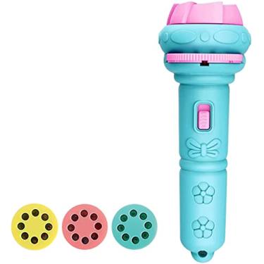 Imagem de Projetor de slides Lanterna de projeção de luz Brinquedos Lanterna de slides Lâmpada Educação Noite Antes de ir para a cama Brinquedos para criança (azul 3card)