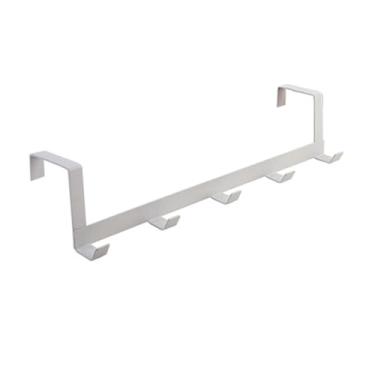 Imagem de Toalheiro de 5 ganchos sobre a porta, cabide de metal para banheiros, armários e cozinhas - branco