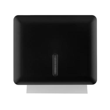 Imagem de Dispensador de toalha de papel multidobras para montagem na parede (preto), dispensador de toalha de mão dobrado para banheiro/banheiro (comporta até 300 toalhas), suporte de toalha de papel