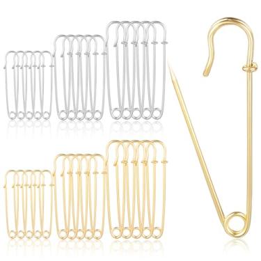Imagem de Guduling 40 pinos salgados grandes, alfinetes de segurança resistentes, alfinetes de segurança dourados grandes, broche gigante de segurança, para roupas, cobertores, couro, lona, mochilas, jeans