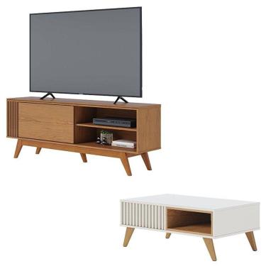 Imagem de Rack Bancada Otawa Freijó Com Mesa De Centro Jeri Off White Freijó - Colibri