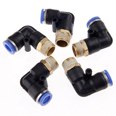 Imagem de 5pcs M5"1/8'1/4' '3/4' '3/8' '1/2' Encaixes pneumáticos de conexão pneumática cotovelo Empurre rápido no encaixe do tubo do conector para o tubo de mangueira 4/6/ 8/10/ 12mm YYDFPIIA