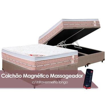 Imagem de Cama Box Baú Colchão Molas Pocket Castor Vibro Massagem Magnético PremiumBase Courano Clean(193x203)