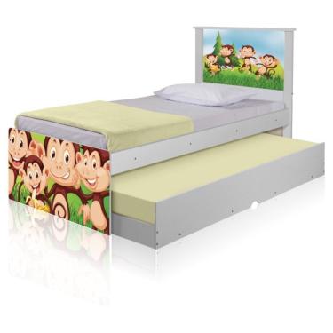 Imagem de Bicama Juvenil Adesivada Safari Macaquinhos Com Colchões