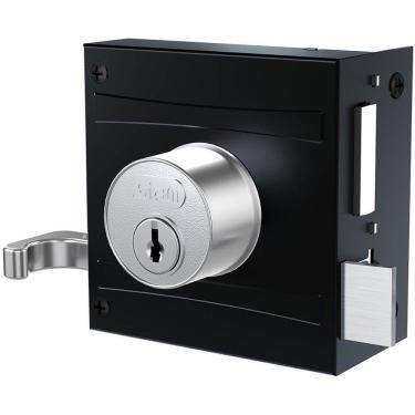 Imagem de Fechadura Jena 701-80 Preta Fosca Com Espelho Em Inox - 56317 - Stam