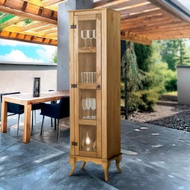 Imagem de Cristaleira Torre 1 Porta De Vidro Madeira Maciça Rústica Mel