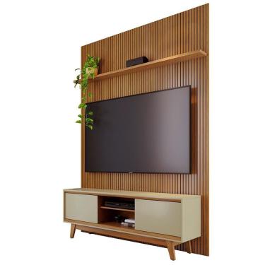 Imagem de Painel E Bancada Tv 65 Polegadas 245x179 Cm Milo Madetec Cumaru Opala