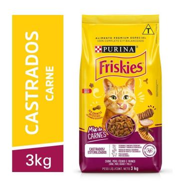 Imagem de Ração gatos castrados Mix de Carne 3kg Friskies